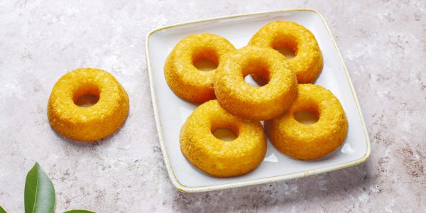 Delicious simple donuts,top view